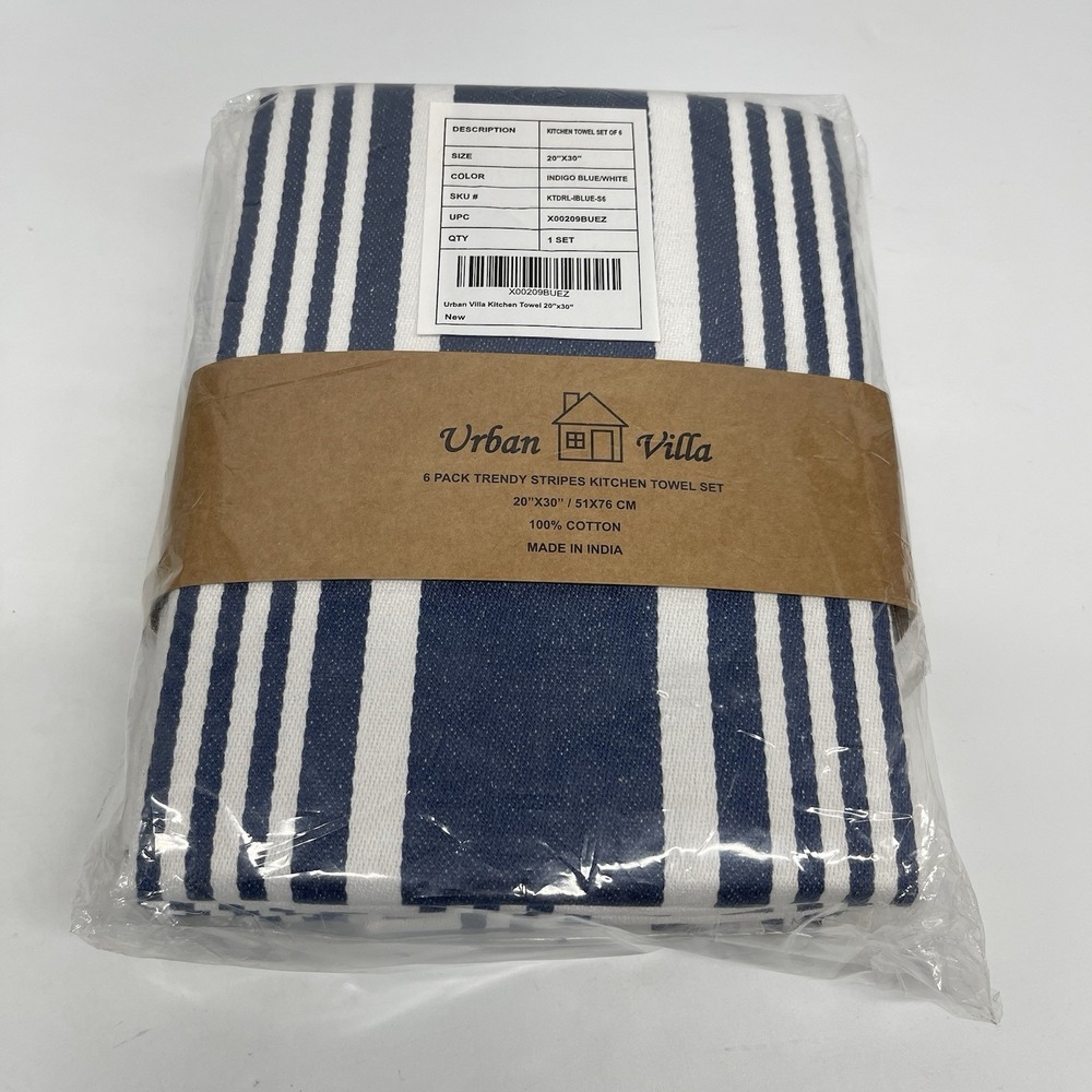 Urban Villa‎ Kitchen Towels 100% Cotton 20x30 Absorbent Dish Clothes Indigo New